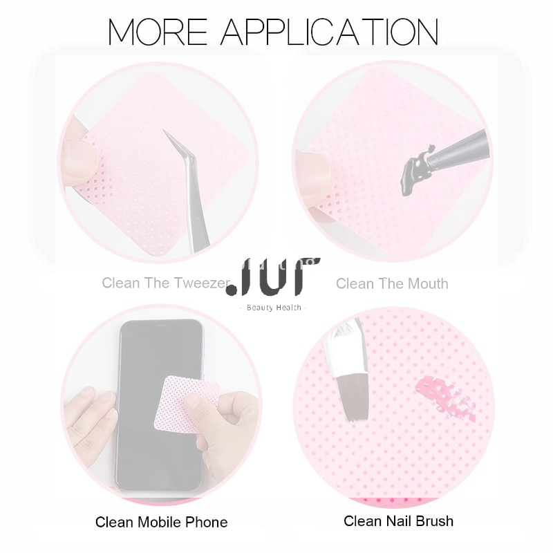 Eyelash Extension Glue Remover - Tisu Pembersih Kuku Profesional Bebas Serat,