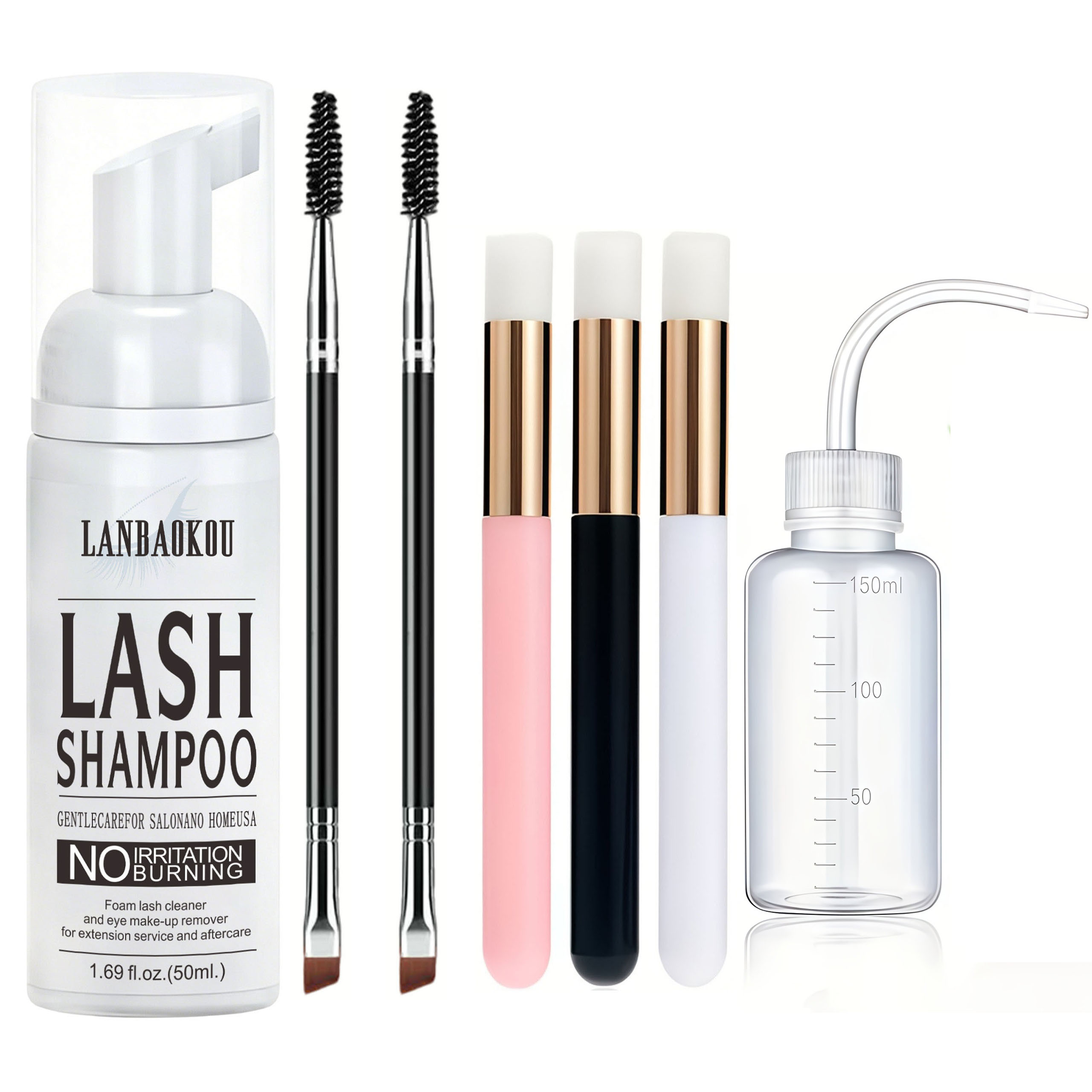 Sampo Bulu Mata 50ML + Sikat & - Eyelash Extension Foam Cleanser ulasan dan harga